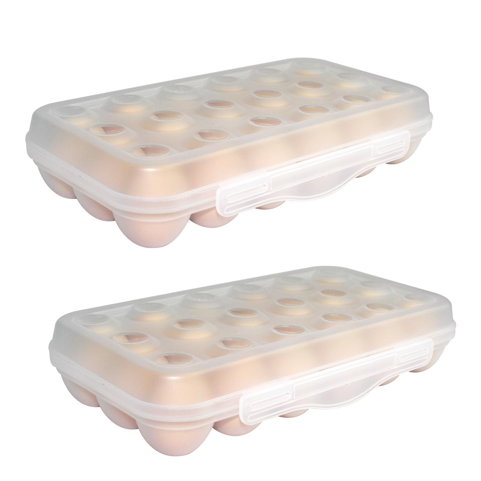 Photo 1 of 18 Grid Egg Container, 2 Packs Egg Holder Plastic Egg Storage Box Egg Organizer for Fridge Portable Egg Tray with Lid for Refrigerator Camping Hiking Outdoor Activities (18 Counts-2 Packs)