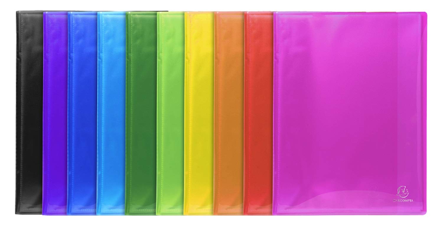 Exacompta - Ref 85570E - Iderama Collection - Semi-Rigid Display Book - 240 x 320mm in Size, Suitable for A4 Documents, 50 Pockets - Assorted Colours (Pack of 12)
