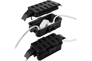 [2 Pack] Flemoon Outdoor Electrical Box Waterproof w/Detachable Shield Covers, IP55 Waterproof Extension Cord Cover for Plug, Outlet, Halloween, Christmas Holiday String Lights, Black