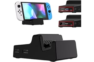 eXtremeRate AiryDocky DIY Kit Black Replacement Case for Nintendo Switch Dock, Redesigned Portable Mini Dock Shell Cover for 