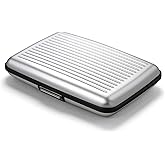 ÖGON -DESIGNS- Aluminum card holder with metal lock, RFID protection against fraud and demagnetization, compact wallet, Smart Case STOCKHOLM model (Aluminum Silver)