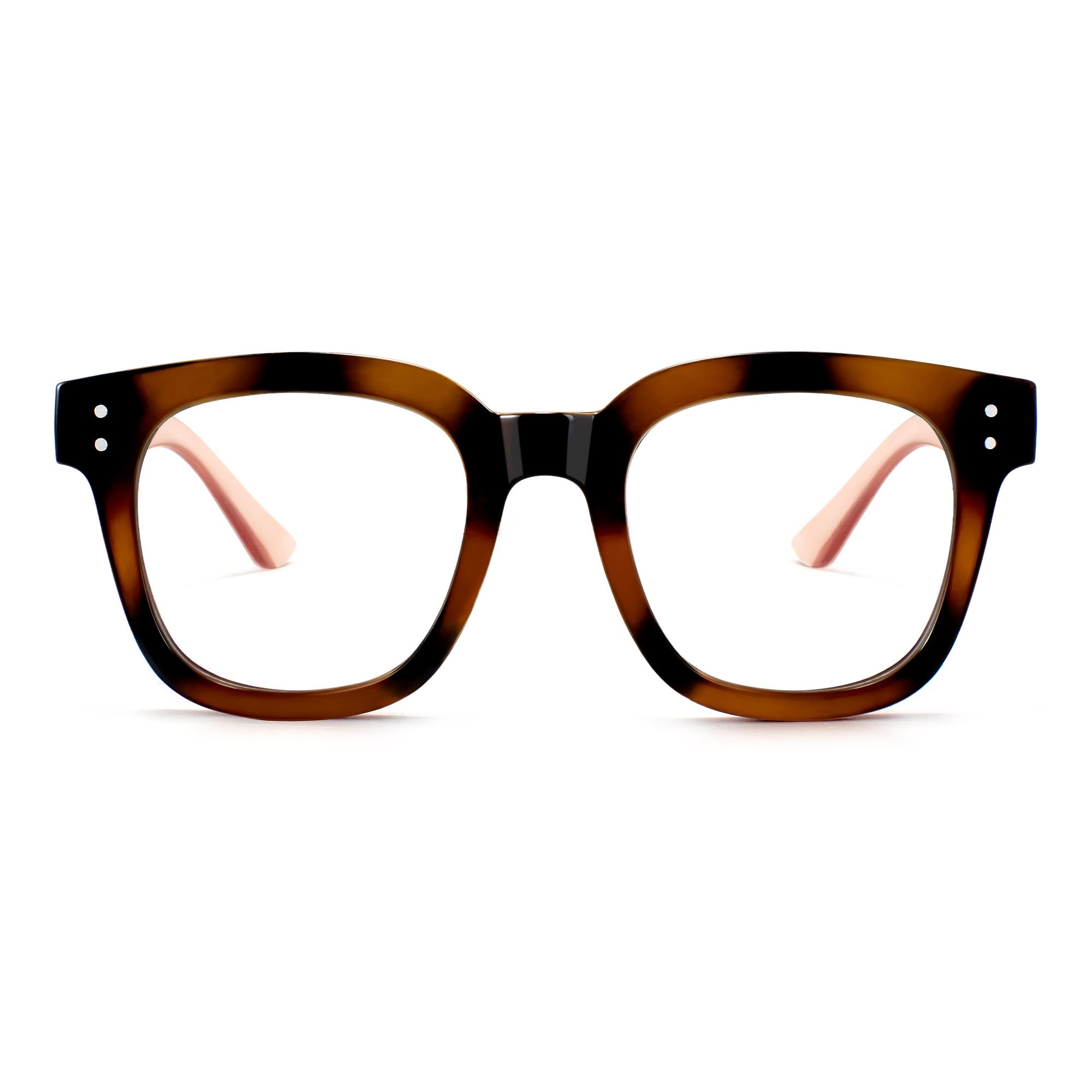 Photo 1 of Madison Avenue Oversized Blue Light Blocking Glasses for Women Fashion Blue Light Blockers Anti Eyestrain & UV Protection Computer Eyeglasses (Brown Demi Pink)