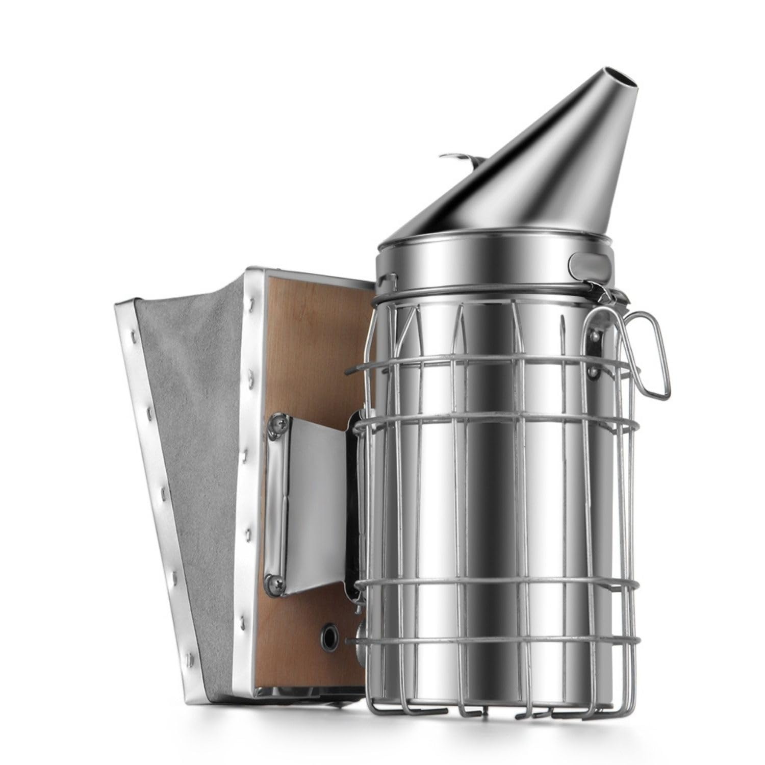 Flexzion Beehive Smoker - Bee Smoker Stainless Steel for Beekeeping, Durable Bellow & Heat Shield, Safe Bee Hive Smoker with Mounting Hook, Compatible with Bee Smoker Pellets