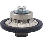 GRINCUTREX 3/8 Inch Demi-bullnose Vacuum Brazed Diamond Router Bit B10 Medium Hand Profiler Wheel with 5/8-11 Thread for Granite Marble, Travertine,Engineered Stone and Concrete