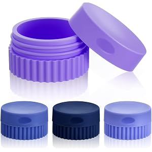 Guduling 4 Pcs Travel Size Containers for Creams,Small Silicone Travel Containers,Silicone Travels Jars,Purple Cream Jar with