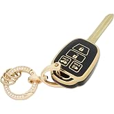 chyoekey Key Fob Cover for Toyota with Keychain Soft TPU Car Key Shell Case Protector Compatible with Camry Corolla RAV4 Highlander Avalon Corolla iM Venza Yaris (Black)