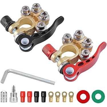 Battery Terminal Connectors 2 Pairs Heavy Duty Car - Positive & Negative Post, Easy Install Battery Positive Terminal - Foto 10