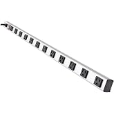 Eaton Tripp Lite PS361220 Heavy Duty Long Metal 20A Power Strip 12 Outlets | 20A Circuit Breaker On/Off Switch Cover, 15ft Extension Cord, Included Mounting Clips, Industrial Garage