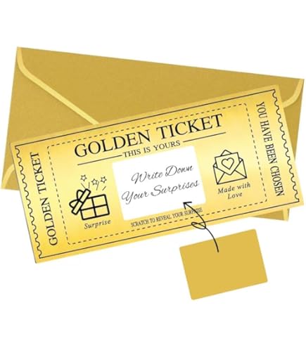 Amazon.com: Gosknor 6 Sets Golden Ticket Scratch-off Cards, Golden