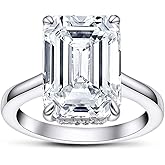 AINUOSHI 6-5ct Engagement Ring, Cushion/Oval/Emerald Cut Solitaire Cubic Zirconia, 925 Sterling Silver, Jewelry Box Packed