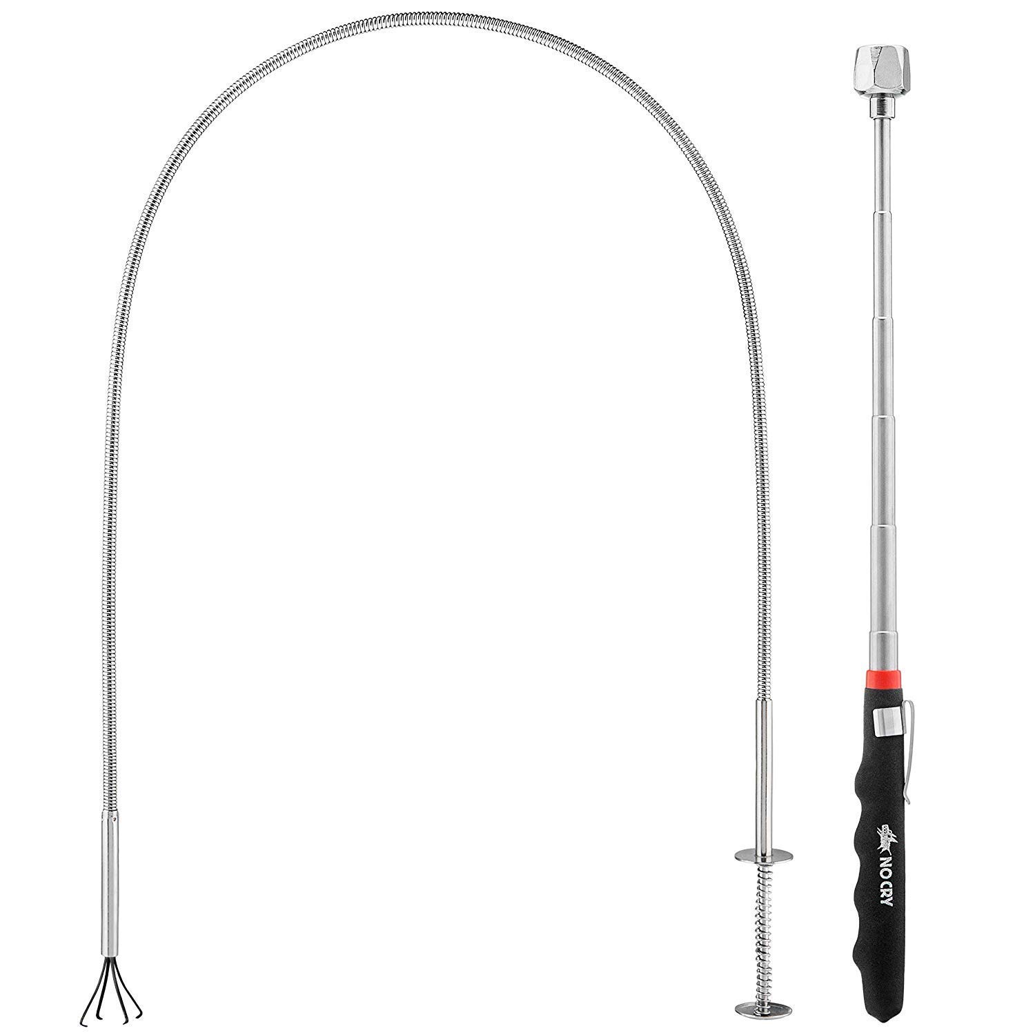 NoCry Pick-up Tool Set - includes Flexible Claw Grabber Tool and Telescoping Magnet Pick-up Tool
