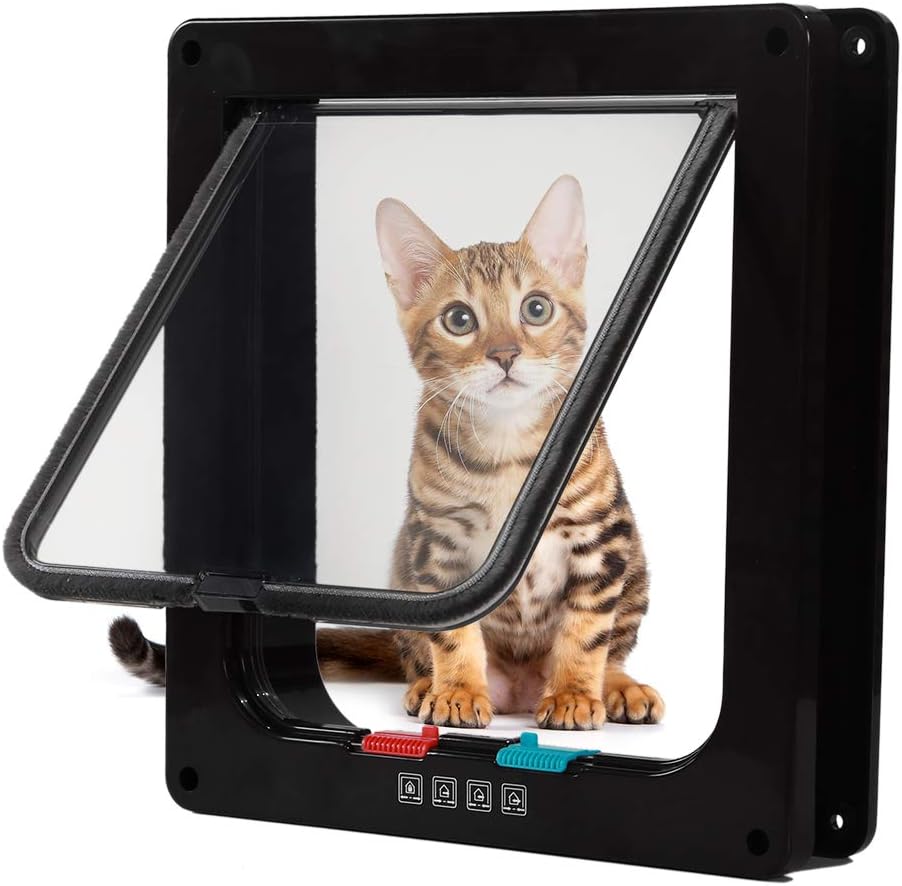 Rikounan Cat Door with 4 Way Locking, Quiet Rikounan Cat Door with 4 Way Locking, Quiet