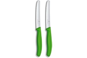 Victorinox Swiss Classic 4.3 Inch 2 Piece Tomato and Table Knife Wavy Edge Green