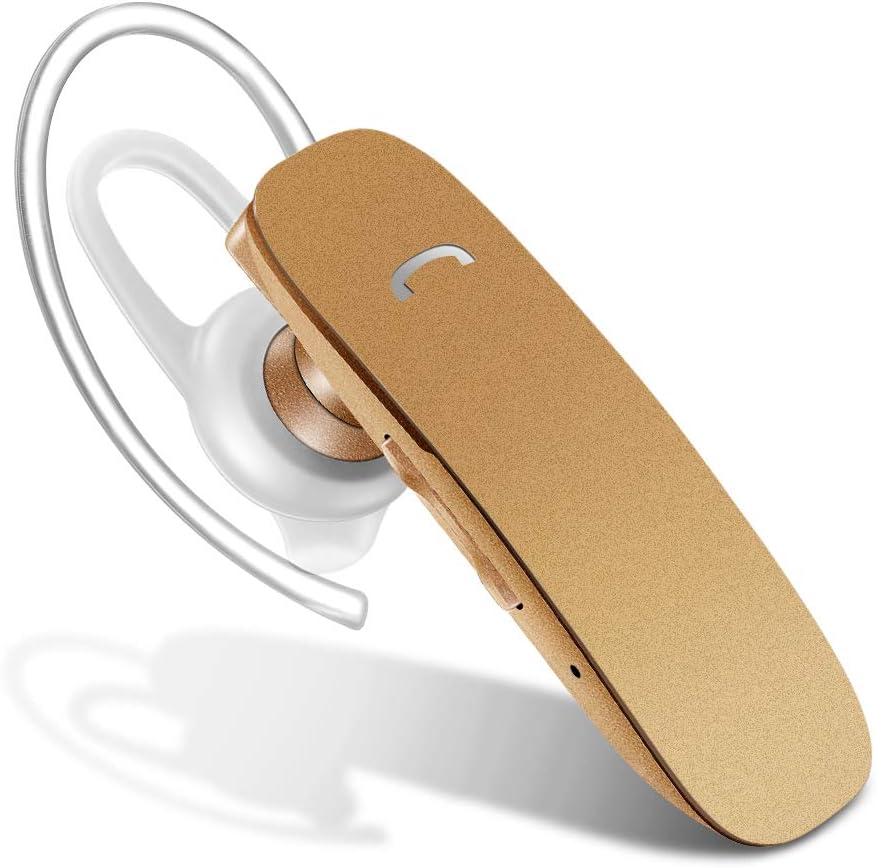 Wireless Headset with Mic - GLCON Noise Cancellation Wireless Headset for iPhone Xs Max X 8 7 Plus Samsung Android - Handsfree Stereo Sound Cell Phone Earbuds for Business Office Driving (Gold)