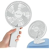 HandFan 6 Inch Handheld Fan with 4000mAh Battery 6 Speed Personal Fan, Strong Airflow, Cooling Desk Removable Base Design, 5-34H Working Time, 180° Foldable for Travel Outdoor Office Household(whtie)