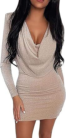 cowl neck glitter dress