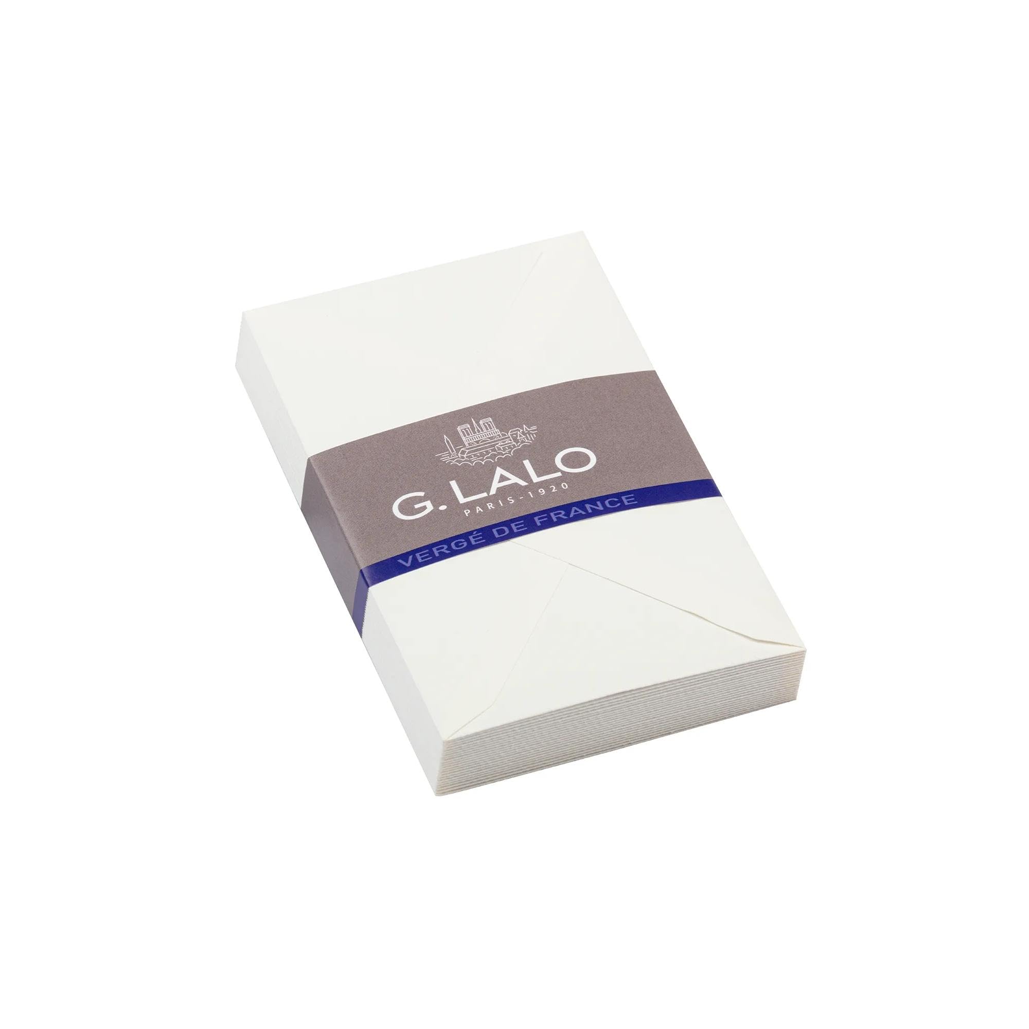 Lalo 24400L - Verge De France A Film-Wrapped Pack of 25 gummed Lined Business envelopes. Size: 9x14 cm in Laid Paper from France, White Correspondence Lined