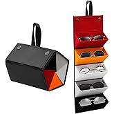 LYHLYA Travel Sunglasses Organizer, Sunglass Travel Case for Multiple Pairs, Foldable Hanging Eyeglass Storage with 5 Slots