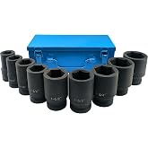 GOSWIFT 1 Inch Drive Deep Impact Socket Set, 9 Pieces Jumbo Impact Socket Sets, SAE 1" to 2", Chrome Steel, 6-Point Design, Metal Case