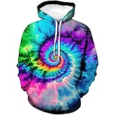 RASBCTK Psychedelic Rainbow Tie Dye Hoodie for Men Women Graphic Unisex 3D Printed Sweatshirts Pullover Pockets