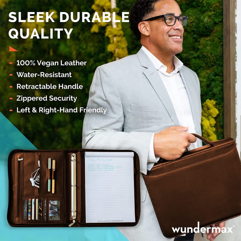 Wundermax Portfolio Binder 13 x 10.7 x 1.9 Inch, Vegan Leather, 3