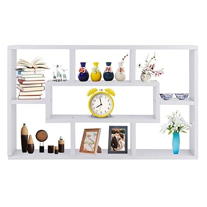 Floating 8 Compartments Floating Wall Storage Display Rack Cabinet