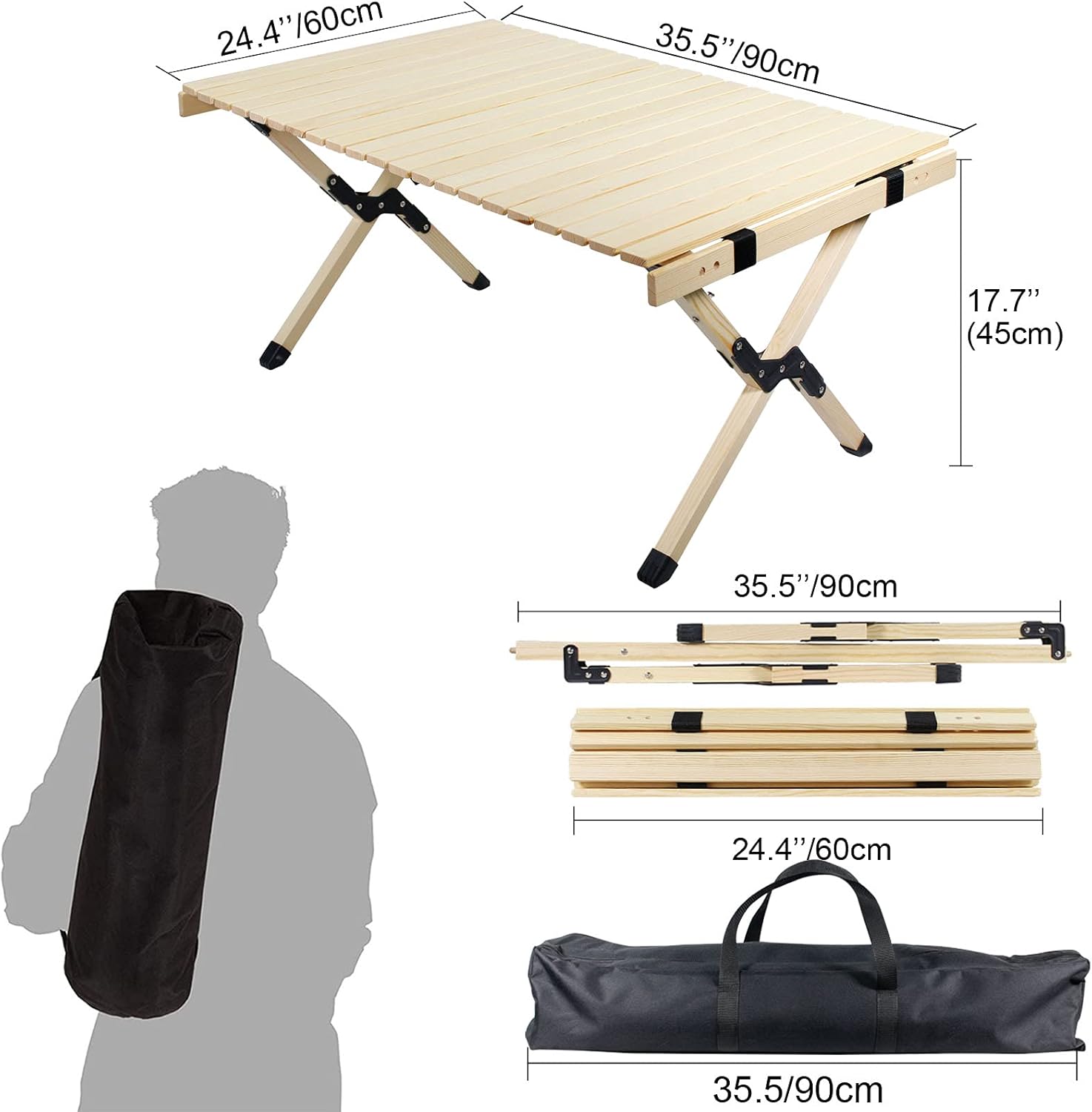Pwigs Folding Table Portable Foldable Camping Outdoor Picnic Table Cake Roll Table for Picnic Camping Travel Garden(35.5''x24''): Kitchen & Dining