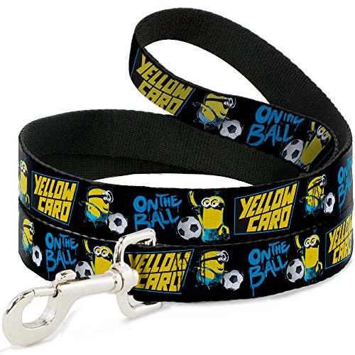 Buckle-Down Pet Leash - Minions Soccer 2-Poses ON THE BALL/YELLOW CARD Black/Bl…