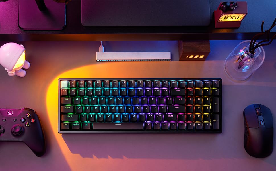 Keychron K4 HE QMK Wireless Gaming Custom Mechanical Keyboard, 2.4 GHz/Bluetooth/Wired 96% Layout Hot-Swappable Programmable RGB Backlit Gateron Magnetic Switches for Mac Windows, Black 2