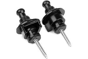 Eison Guitar Strap Locks and Buttons Security Quick Release Straplocks Strap Retainer System Nickel (2 Pieces Pack) (Black)