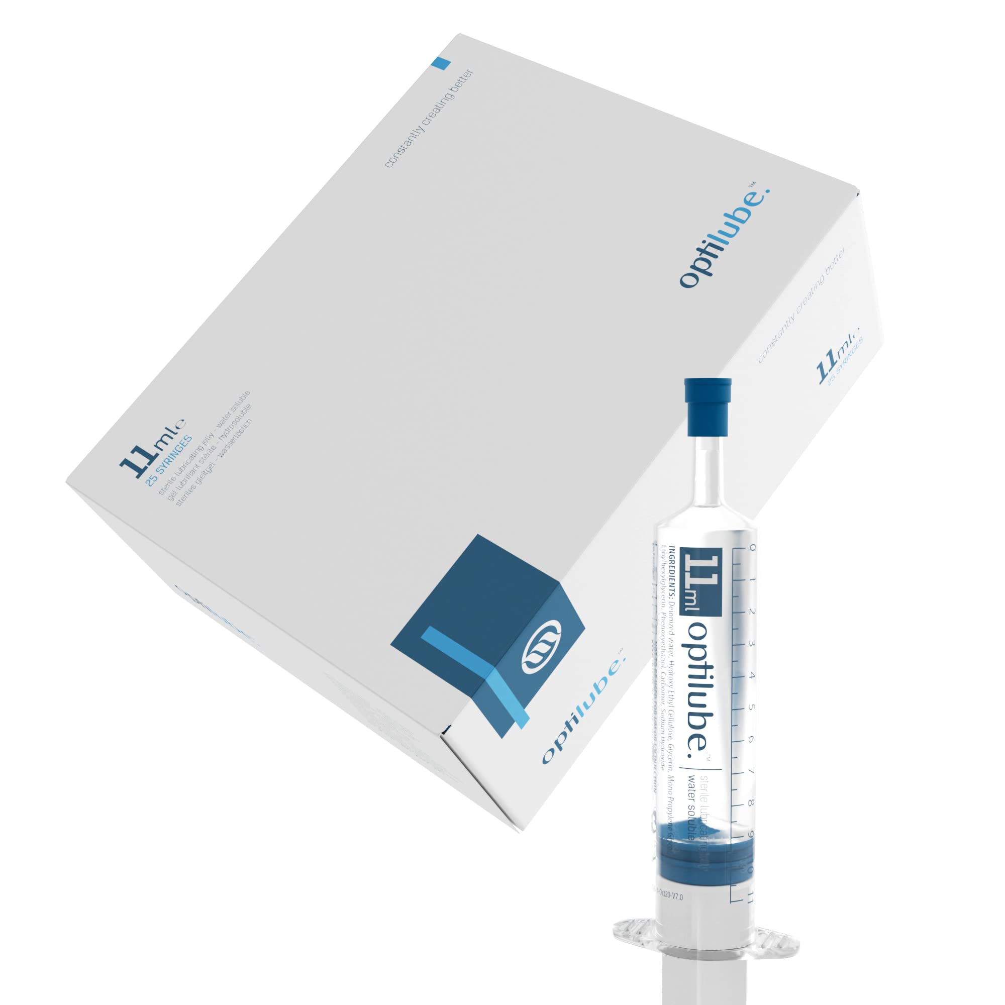 OptiLube Syringes (x25) - Sterile Lubricating Jelly in 6ml and 11ml, Water Soluble and pH Balanced