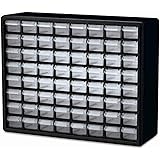 Akro-Mils 10764 64 Drawer Plastic Parts Storage Hardware and Craft Cabinet, (20-Inch W x 6-Inch D x 16-Inch H), Black