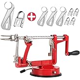 Apple Peeler, Slicer Corer Potato Peelers 3 In 1, Stainless Steel Heavy Duty Suction Cup Base And 7 Extra Blades (Red)