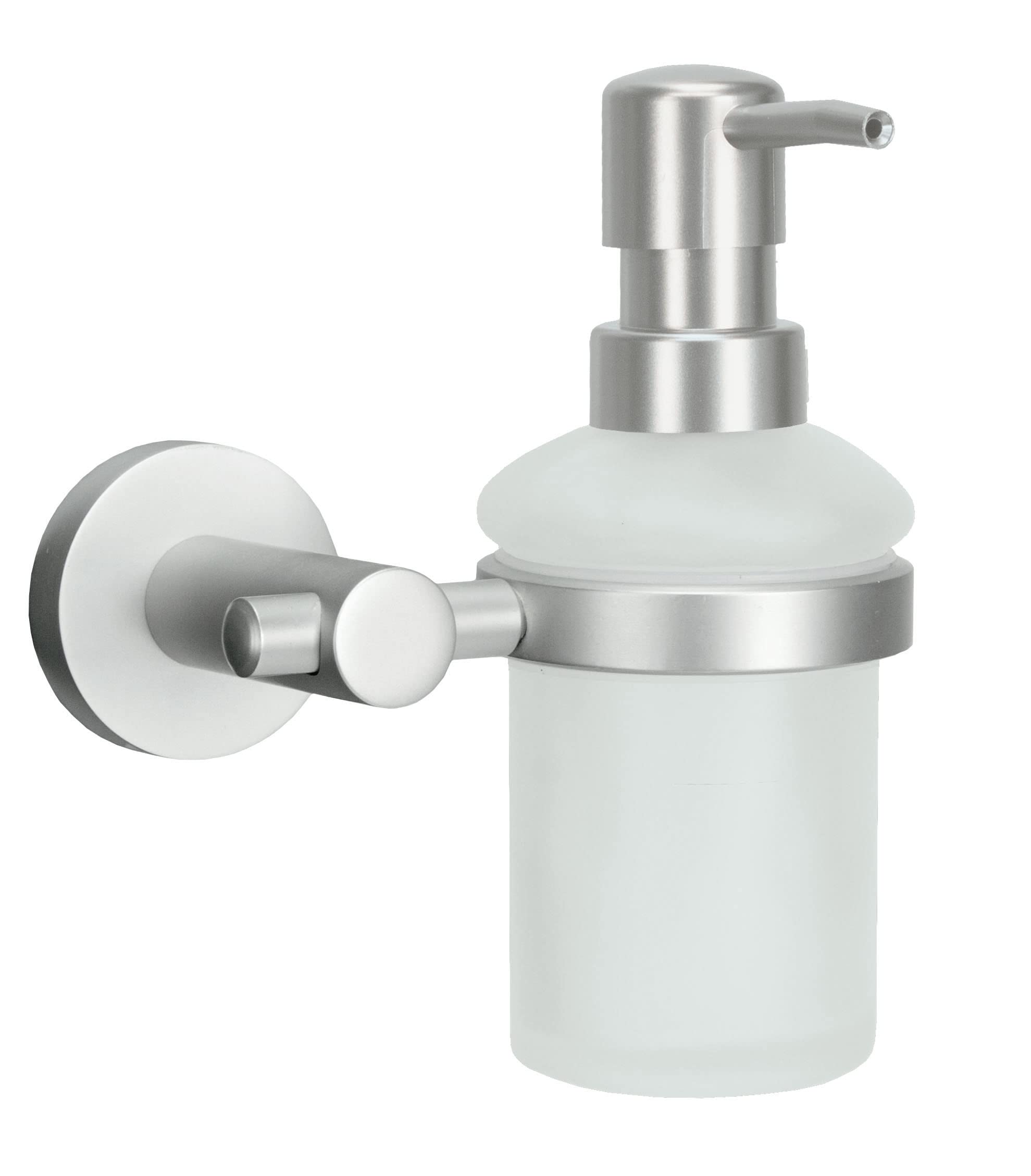 Kleine Wolke Wall-mounted soap dispenser, Aluminium Glass, Milky, Länge 15,1 x Breite 9,2 x Höhe 16,1 cm