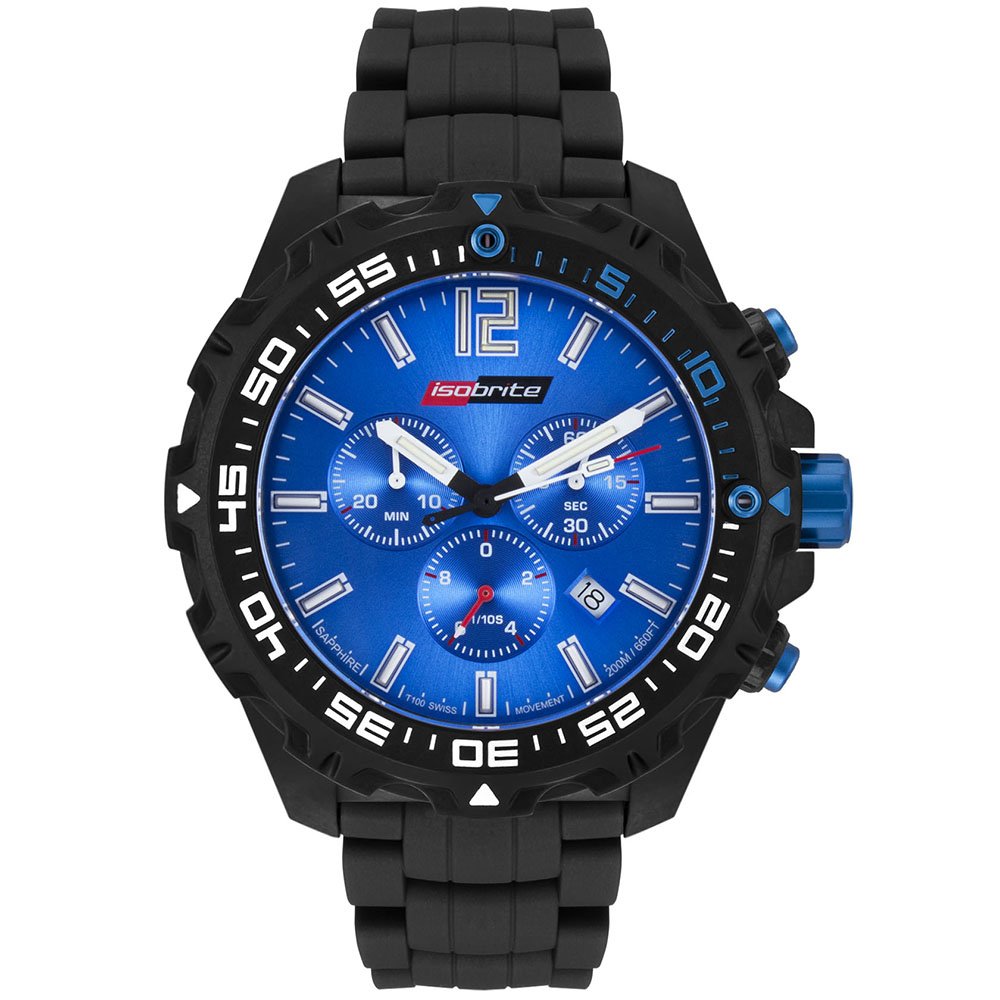 Isobrite Iso422 Valor Series Chronograph T100 Blue Dial Tritium Watch With Nbr Band
