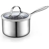 Cooks Standard Stainless Steel Saucepan with Lid, Multi-Ply Clad Sauce Pot 3-Quart, Silver