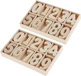 POFET Mixed Wooden 0-9 Numbers DIY Decorations 120 pcs with Storage Tray view 2