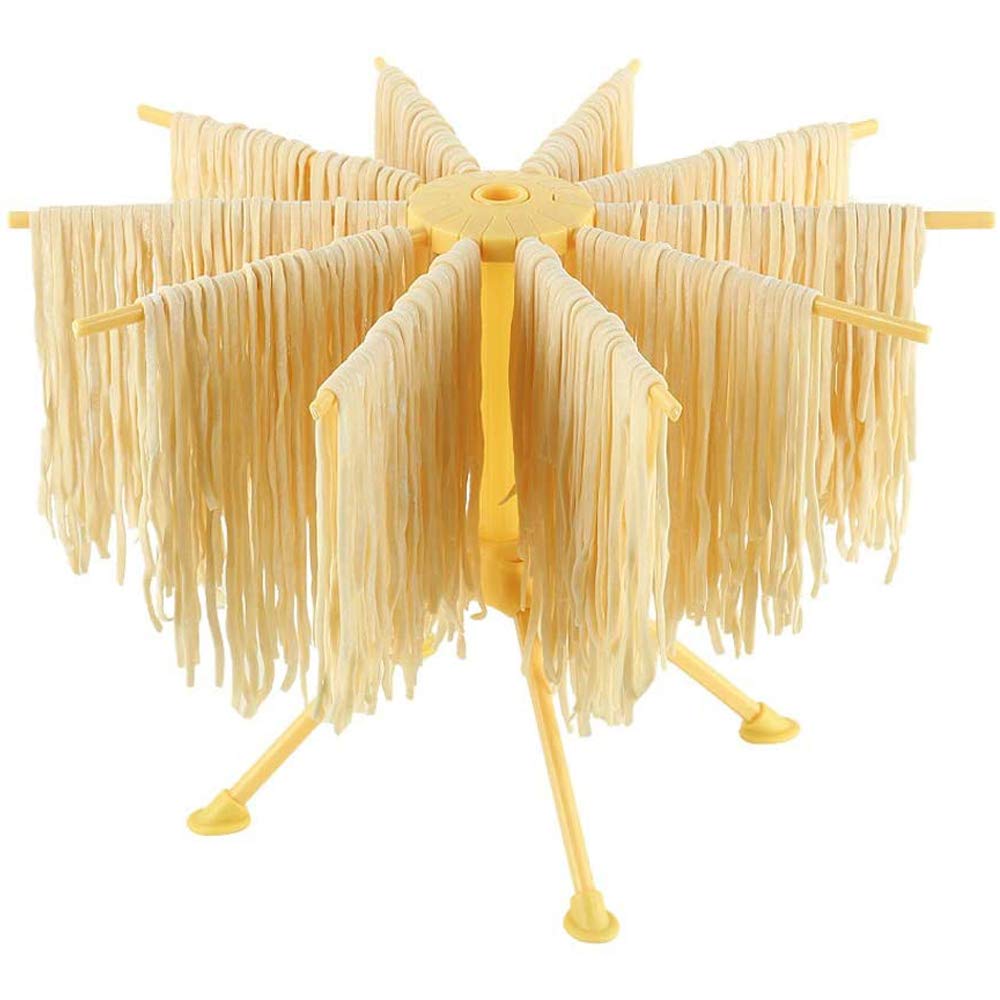 Bugucat Pasta Dryer, Pasta Rack Pasta Dryer with 10 Extendable Rungs for up to 2 kg Pasta Cups Towels, Pasta Clothes Airer, Foldable Spaghetti Dryer, Pasta Dryer