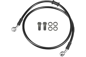 Motoforti Universal Brake Hose Motorcycle ATV Dirt Bike Motocross Braided Hydraulic Brake Line Oil Hose Pipeline, 90cm, Durable, Metal, Black Silver Tone, 1 Set