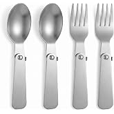 4PCS Portable Spoon &amp; Fork Set, Foldable Stainless Steel Spoons | Foldable Fork Stainless Steel Spoons Forks for 10oz Food Jars Replacement Travel Utensils for Travel Camping Picnic