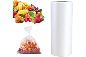SJPACK Plastic Produce Bag, Clear Food Storage Bags for Fruits, Vegetables, 12 X 20 Inches on a Roll, 350 Bags/Roll