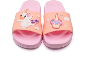 MEMON Toddler Little Kids Dinosaur Beach/Pool/Shower Slides/Anti-Skid Home Bath Slippers/Cute Summer Outdoor Shoes for Girls and Boys