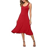 Urban CoCo Women's U-Neck Sleeveless Flared Midi Dress Summer Swing T-Shirt Dresses