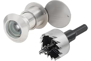 HOJLKLD Door Viewer Peephole, Solid Brass 220-degree Peephole with 1-1/10" Drill Bit for 1-21/32" to 2-1/8" Doors, Peep Holes with Privacy Cover (Satin Nickel)