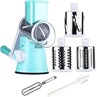 Tevokon Cheese Grater Rotary Vegetable Slicer Nuts Grinder Cheese Shredder Mandoline with 3 Blades Peeler Kitchenware…