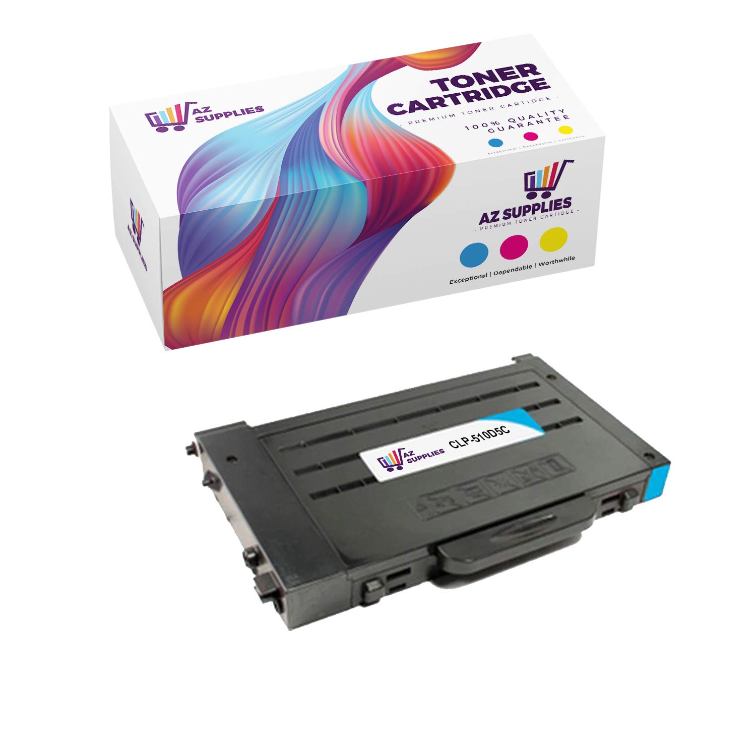AZ Supplies Compatible Toner Cartridge Replacement for Samsung CLP 510 CLP-510D5C CLP-500 CLP-500N C