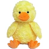Doindute Rose Duck Plush Stuffed Animal, Cute Furry Yellow Duck Toy, Soft Cuddly Plushie Hugger Toy for Boys Girls, Gifts for Kids or Girlfriend, 9 Inches