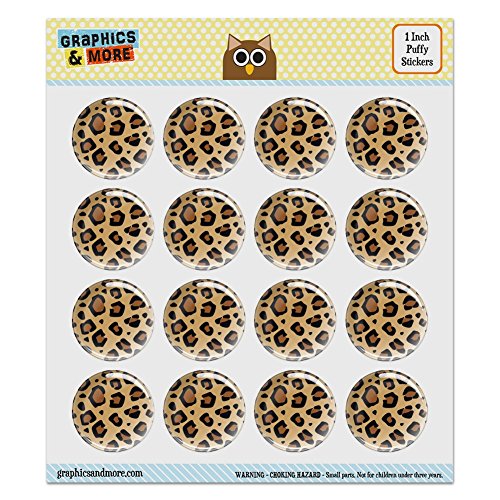 Leopard Print Animal Spots 1.0" Puffy Bubble Dome Scrapbooking Crafting Sticker Set