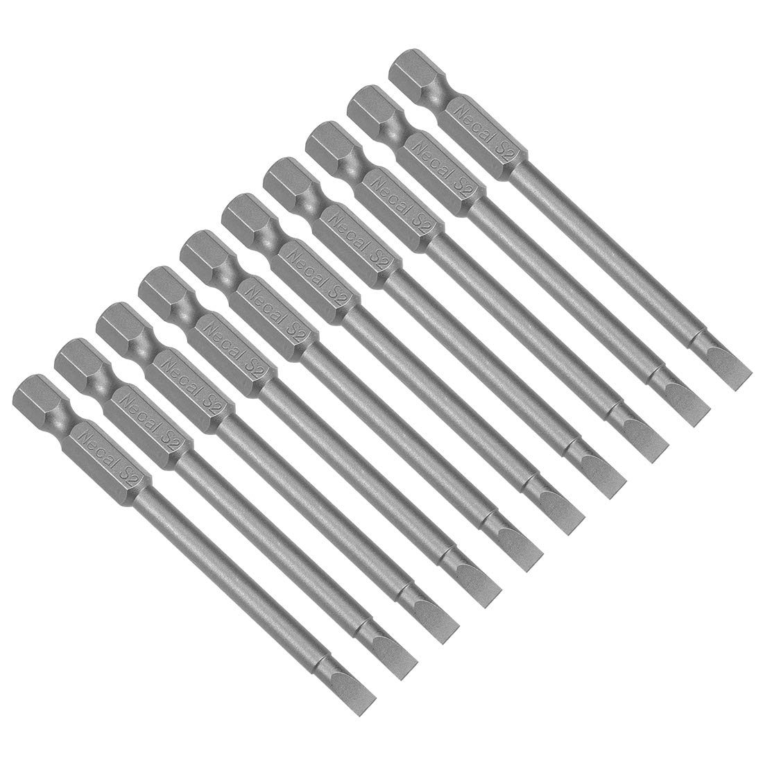 sourcing map 10 Pcs 4mm Slotted Tip Magnetic Flat Head Screwdriver Bits, 1/4 Inch Hex Shank 3-inch Length S2 Power Tool