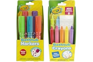 Crayola Bathtub Crayons & Bath Tub Markers Gift Set – 7 Total Crayons, 5 Total Markers & Easy Clean Eraser, Varying Colors including Inchworm Green & Firefly Red, Non-Toxic, Ages 3+